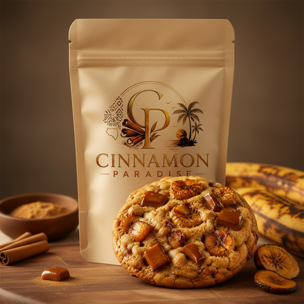 Cookie Banane Caramel + Logo Cinnamon Paradise