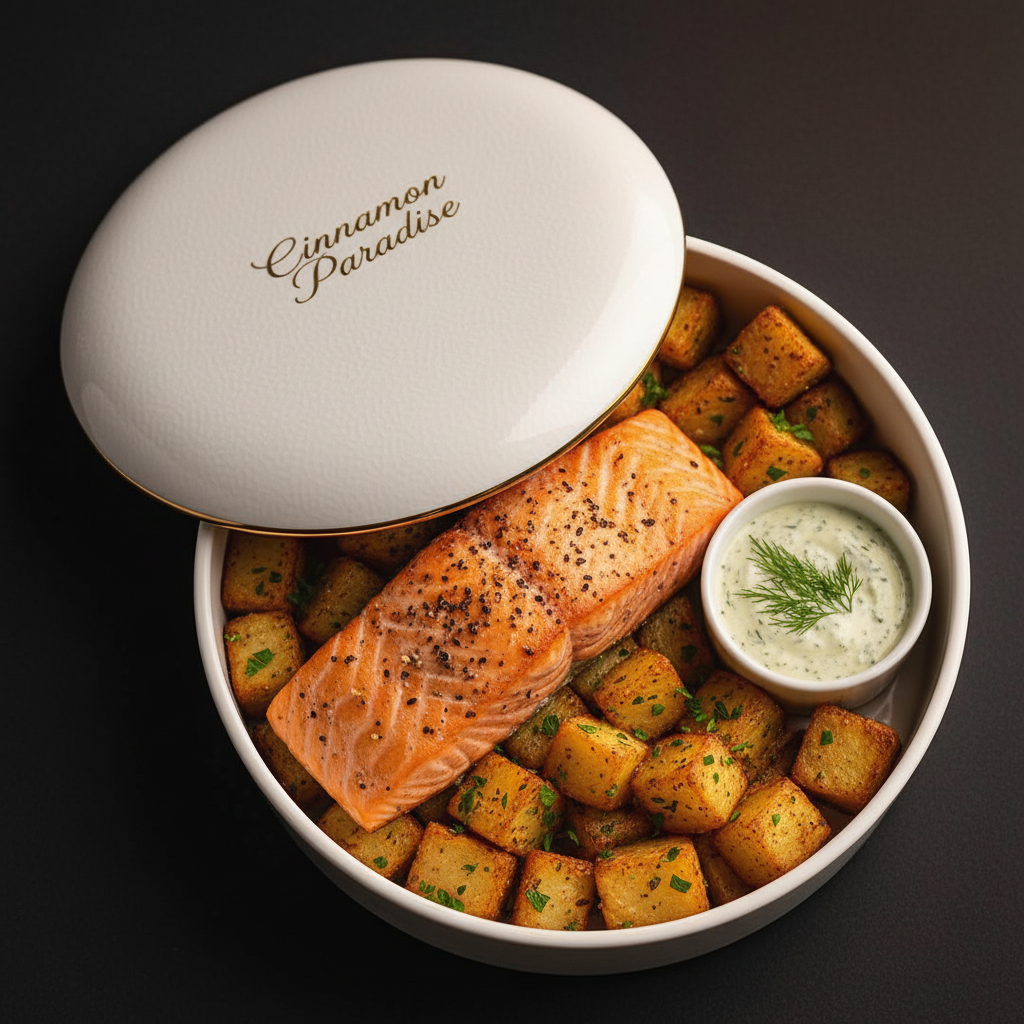 Pavé de saumon pommes sautées crème d'aneth - Cinnamon Paradise